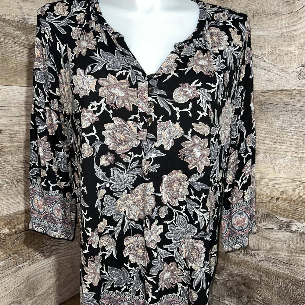 Lucky Brand 3X Black & Mauve Top